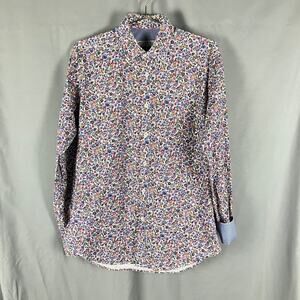 Lucho Button Up Shirt Mens S Floral Contrast Graphic Print Cotton Groovy Italy